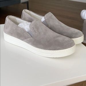 Prada suede slip on sneakers